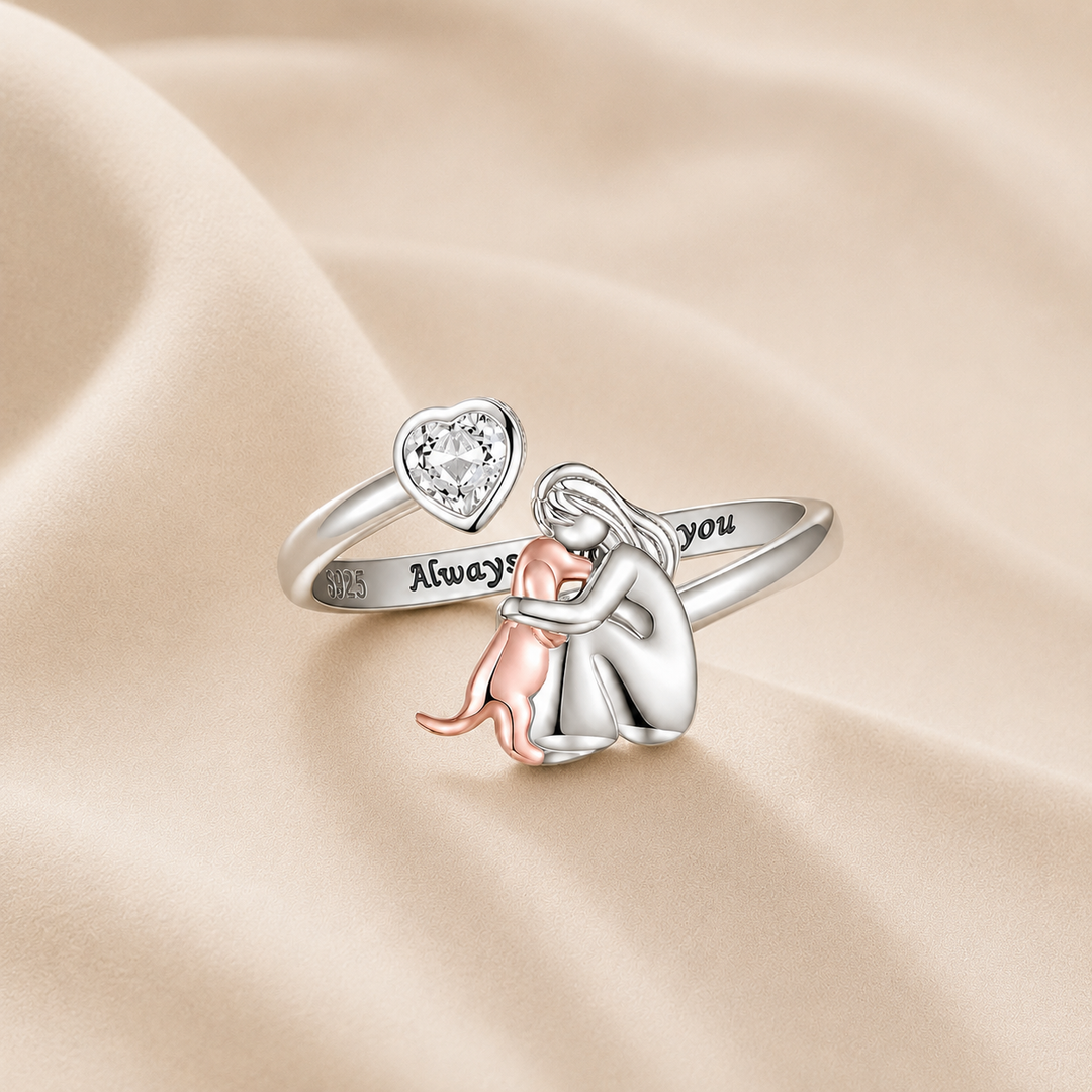 Anillo abrazo perro con grabado