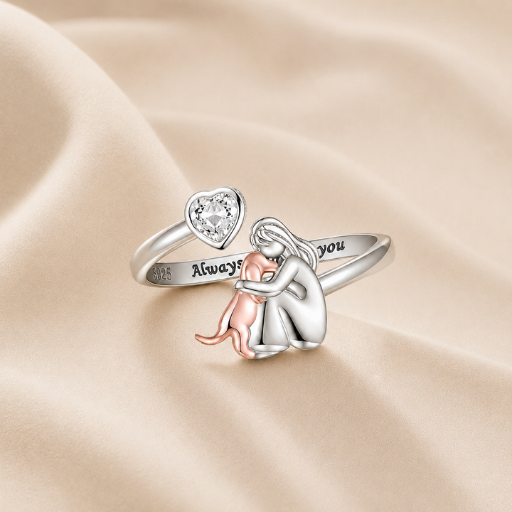 Anillo abrazo perro con grabado