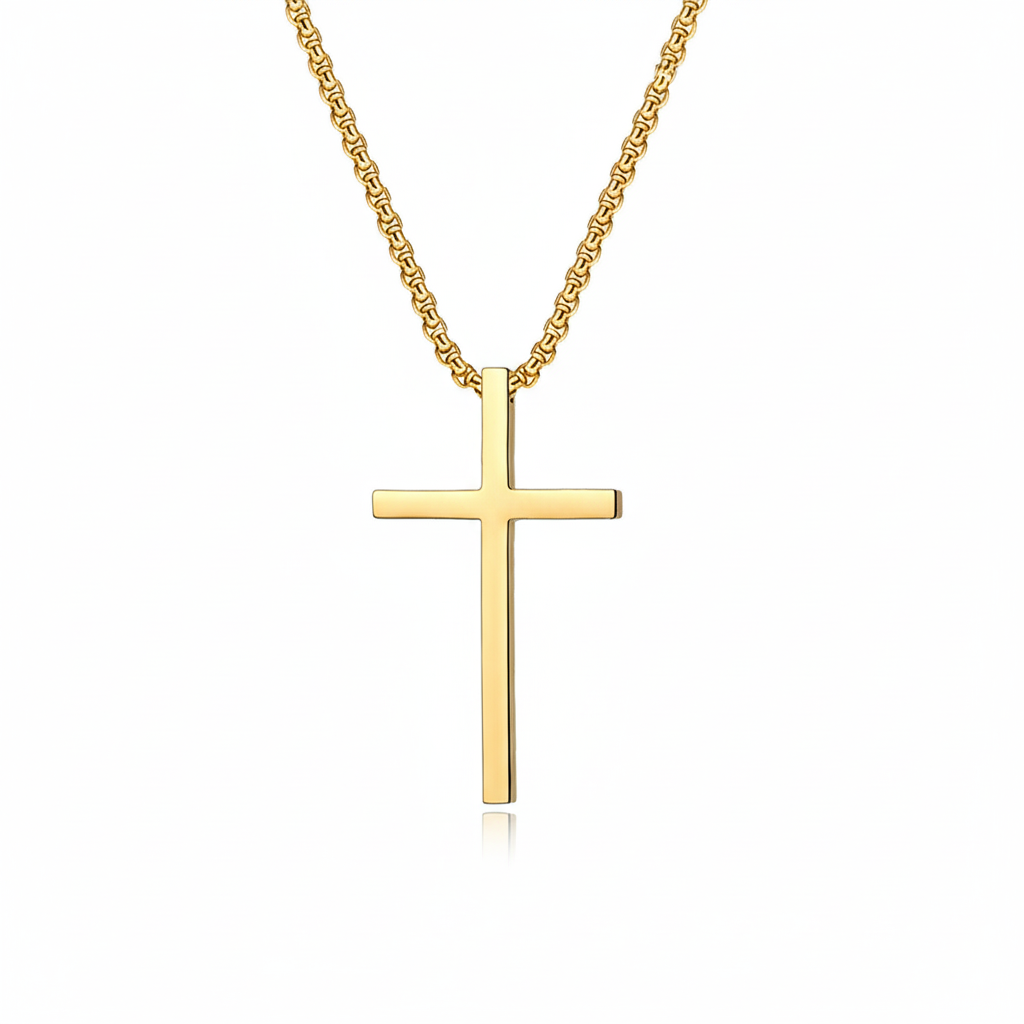 Collar de cruz con engaste · Dorado