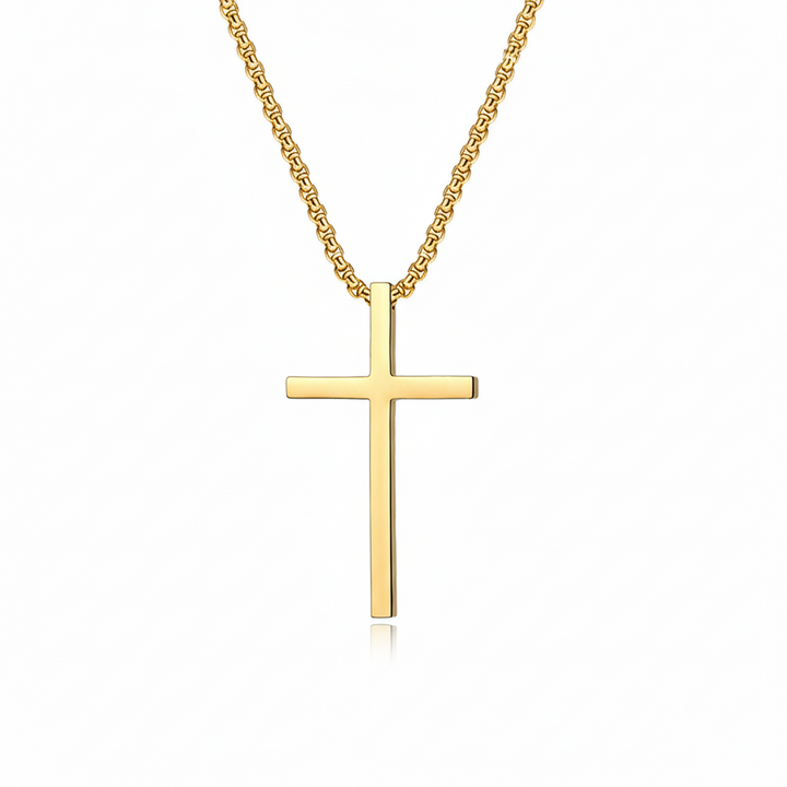 Collar de cruz con engaste · Dorado