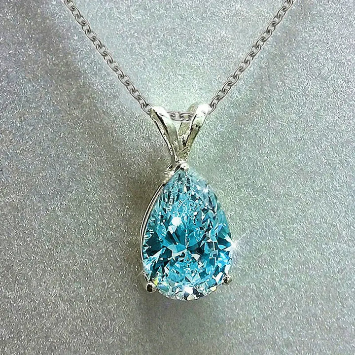 Collar con lágrima azul · Plateado
