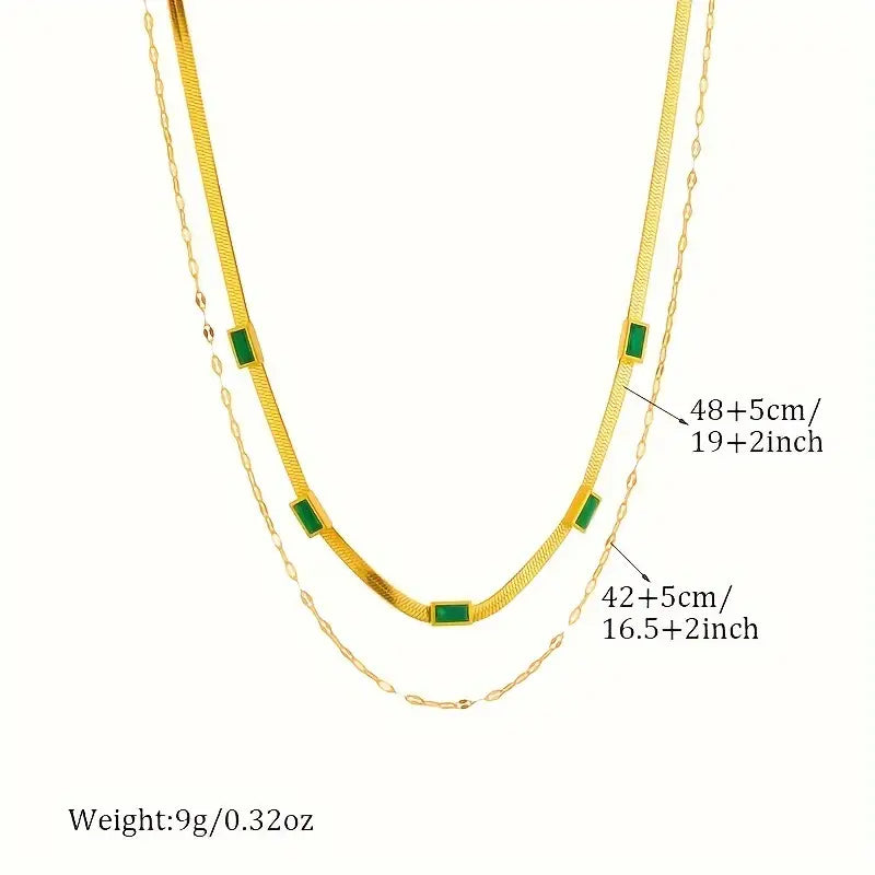 Collar retro de doble capa Sorella · Dorado