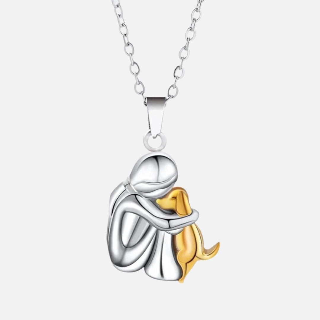 Collar con colgante de mujer y perro · Dorado o negro