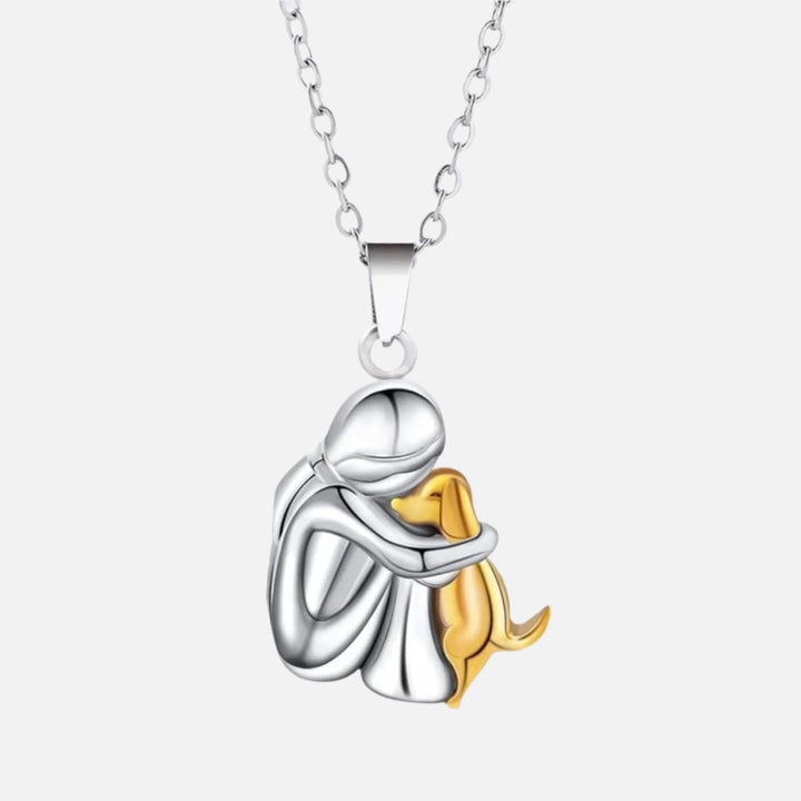 Collar con colgante de mujer y perro · Dorado o negro
