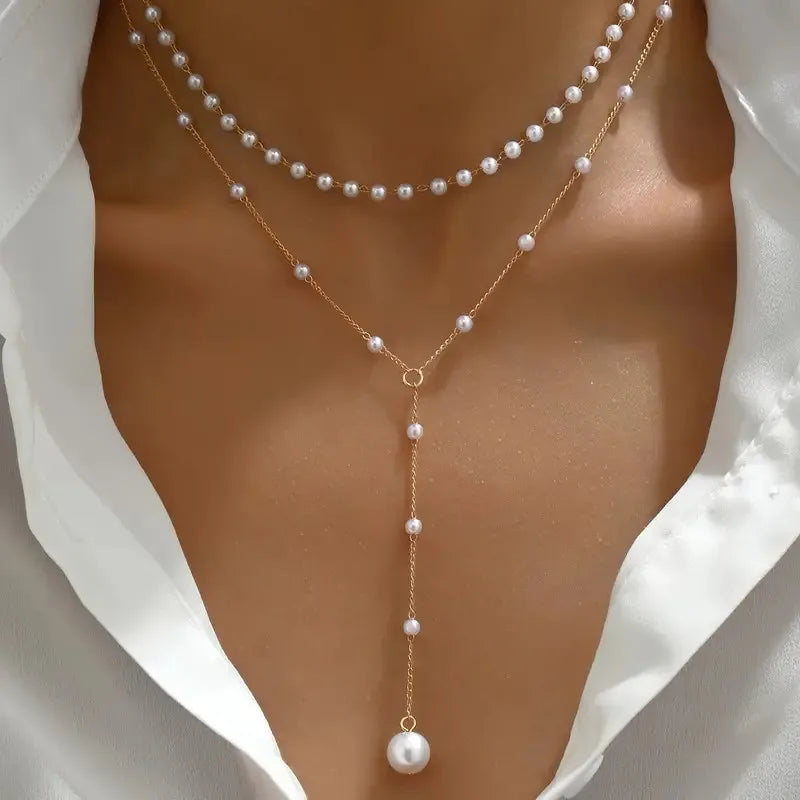 Collar perlado de dos vueltas · Dorado
