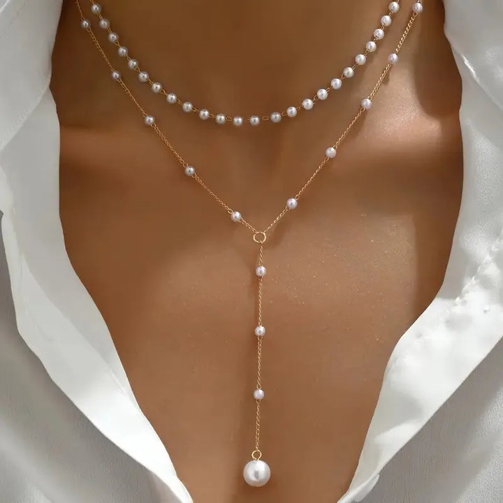 Collar perlado de dos vueltas · Dorado