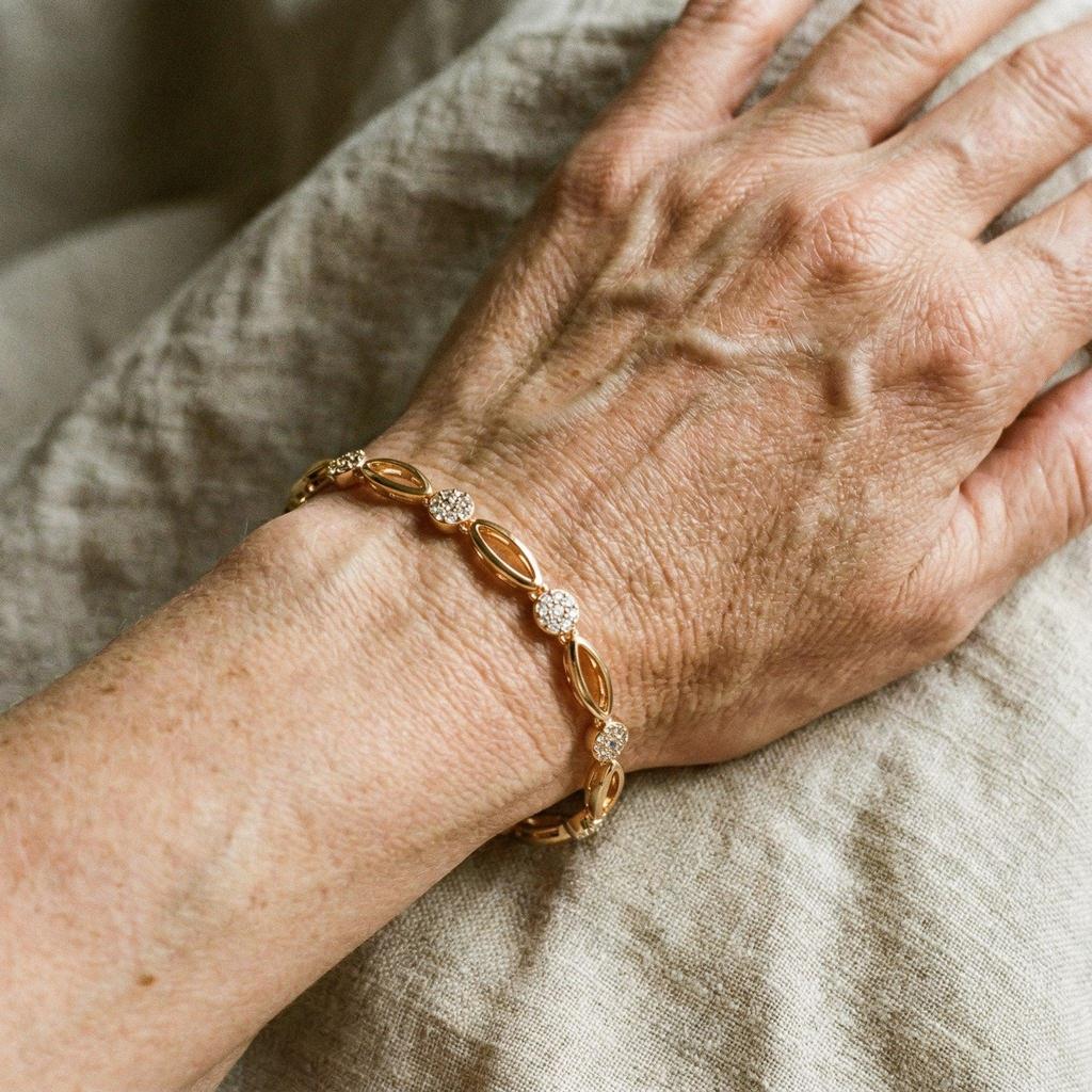 Pulsera de óvalos con brillos · Rosado