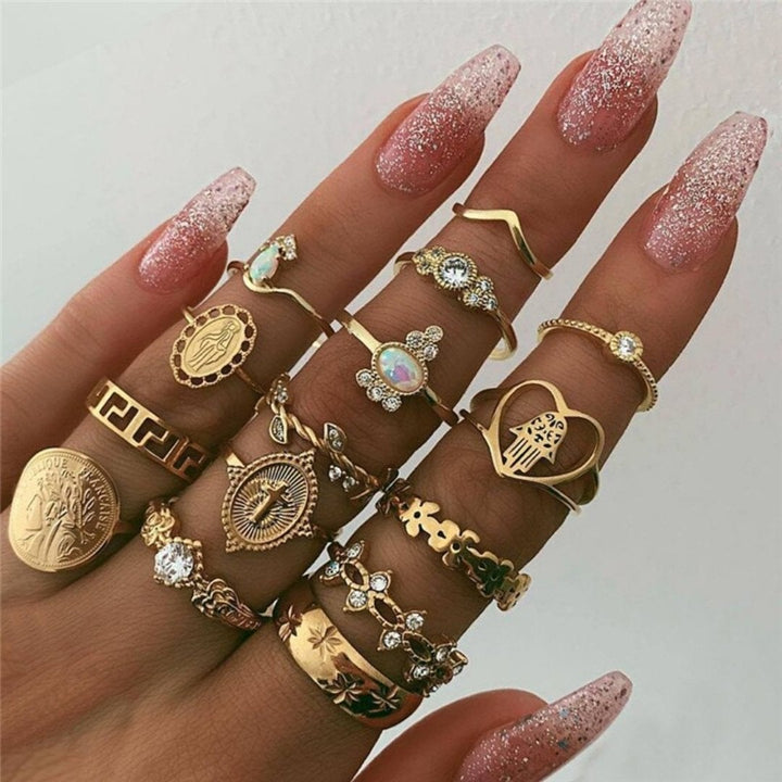 Set premium de 8 a 12 anillos · Dorado