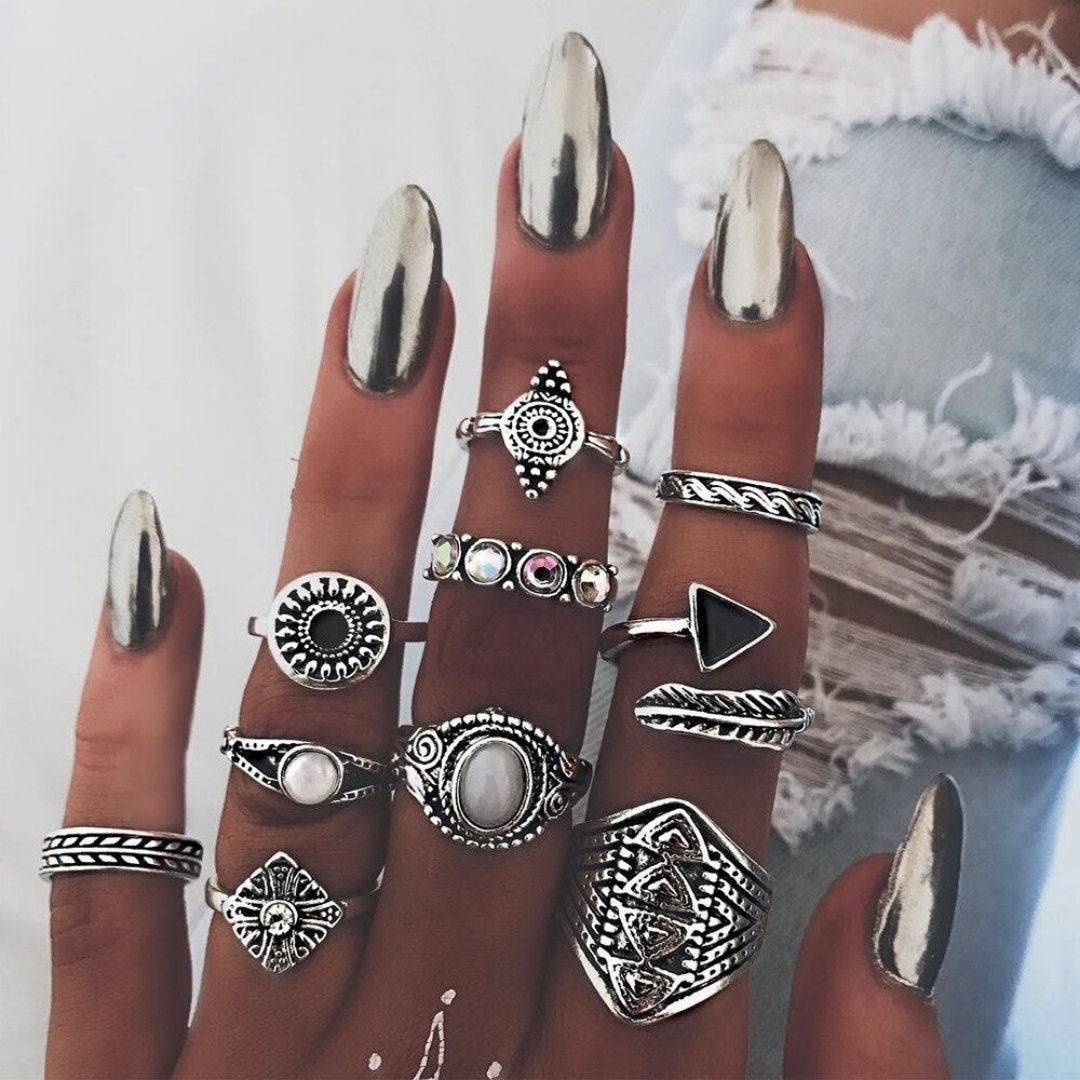 Set premium de 8 a 12 anillos · Dorado