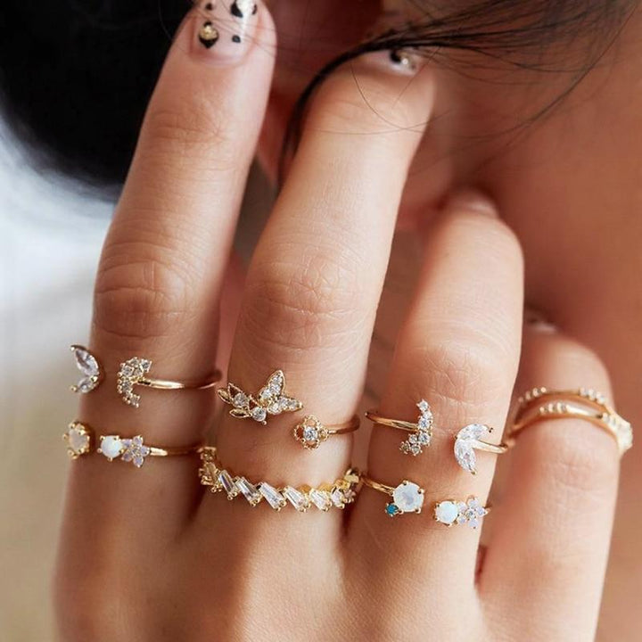 Set premium de 8 a 12 anillos · Dorado