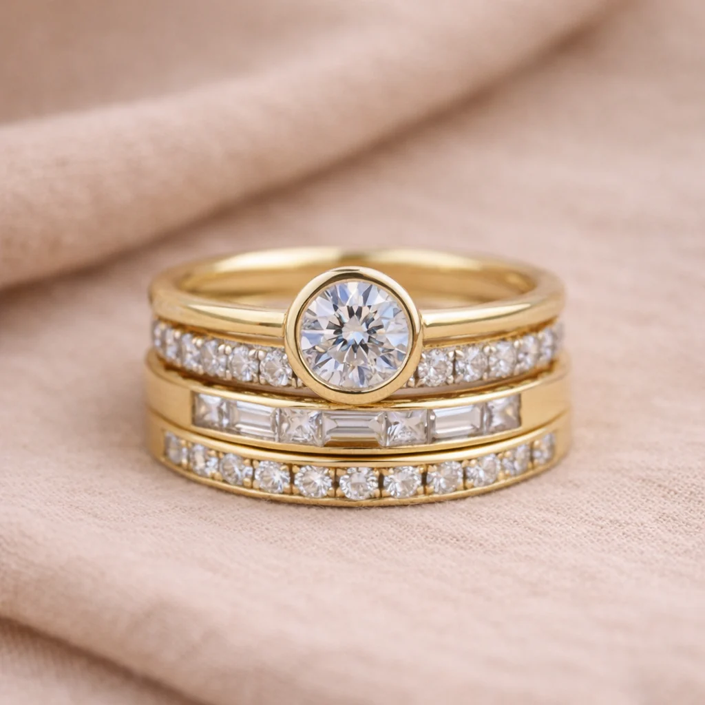 Set de anillos retro · Dorado