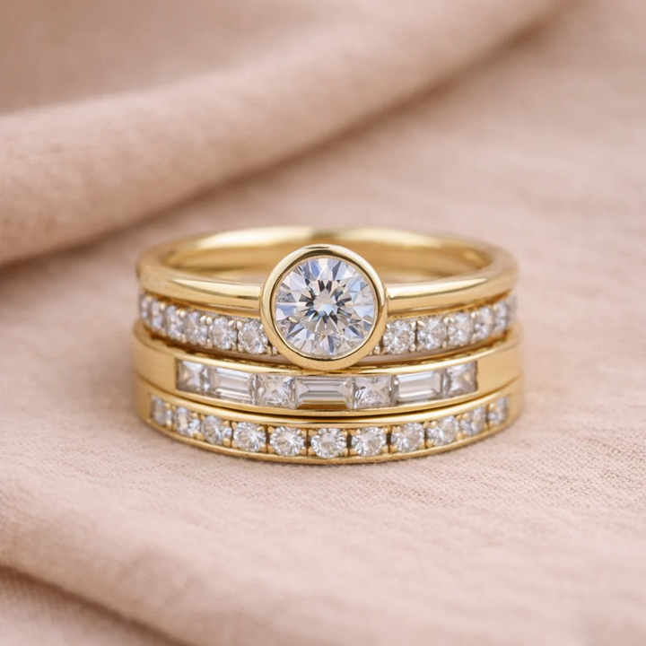 Set de anillos retro · Dorado