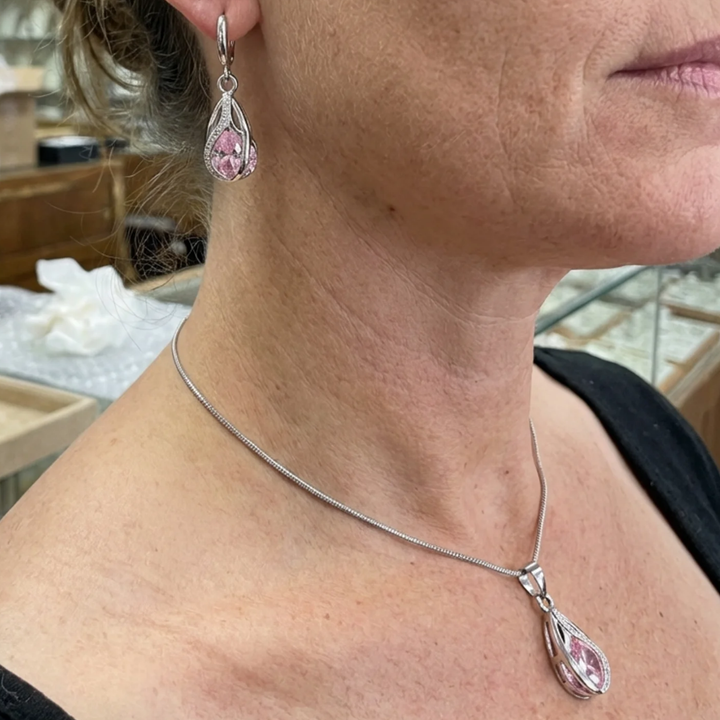 Conjunto Rosalith de líneas trenzadas con brillos · Plateado