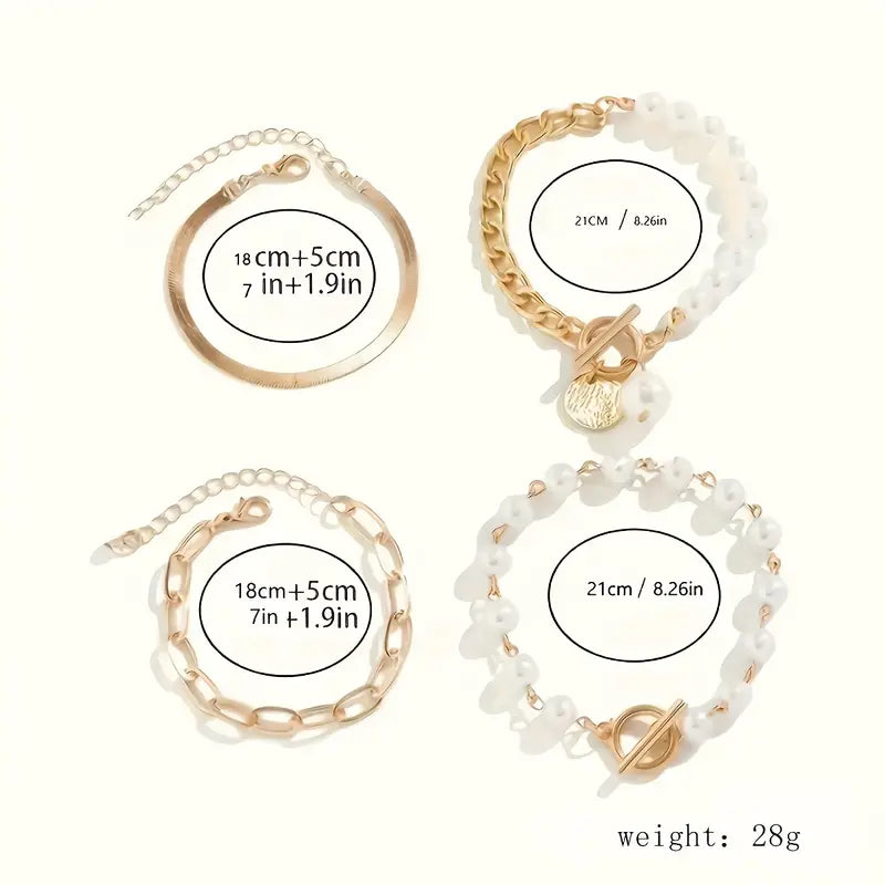Set de pulseras con serpiente y eslabones · Dorado