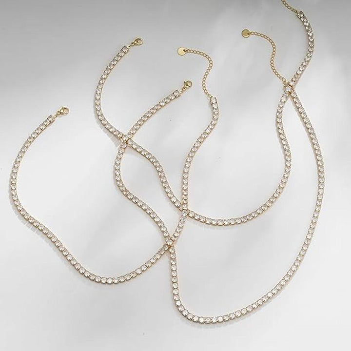 Collar tenis con brillos · Dorado