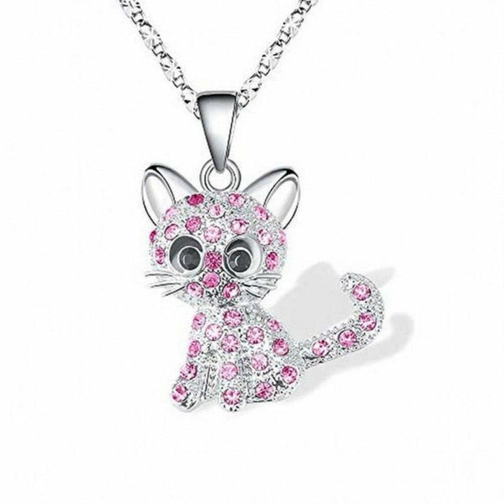 Collar de gatito con brillos · Plateado