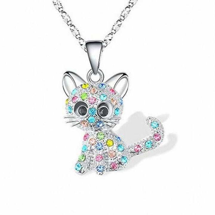 Collar de gatito con brillos · Plateado