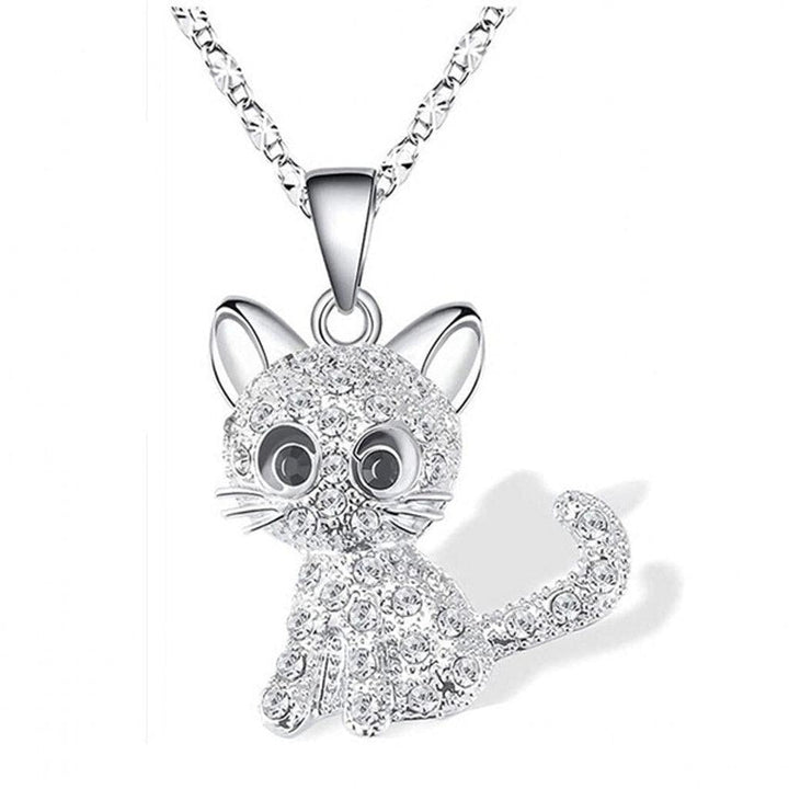 Collar de gatito con brillos · Plateado
