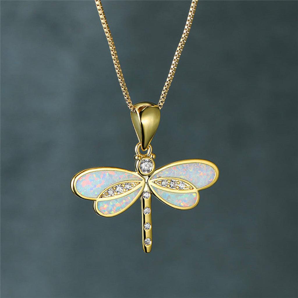 Collar libélula efecto ópalo · Dorado