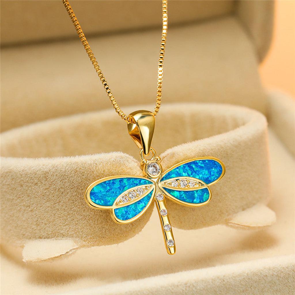 Collar libélula efecto ópalo · Dorado