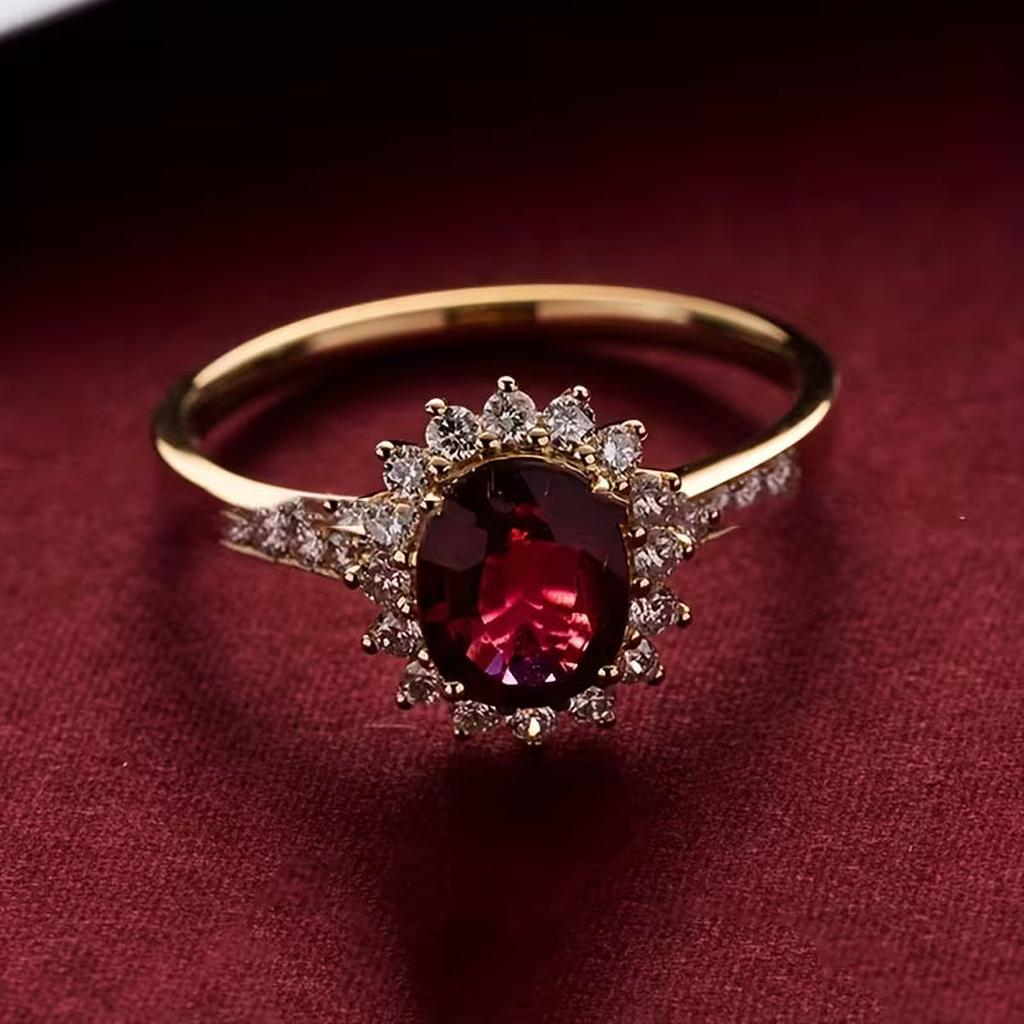 Anillo Emperatriz rojo · Dorado