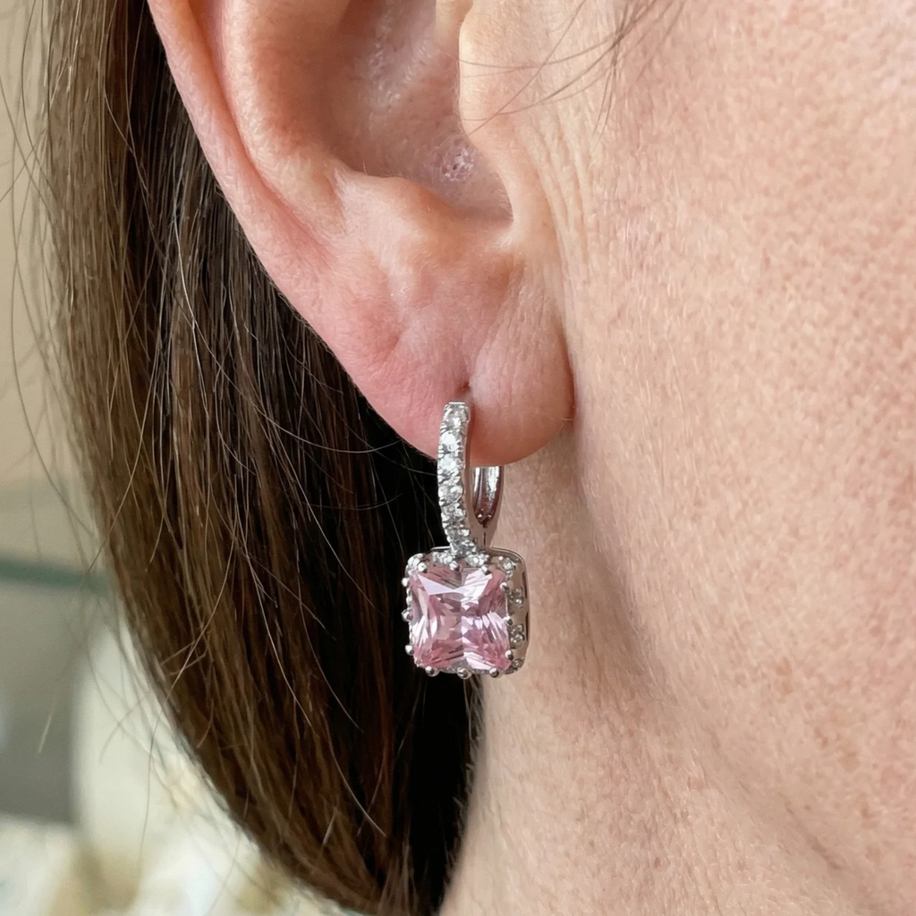 Aros pequeños Destello rosa · Plateado