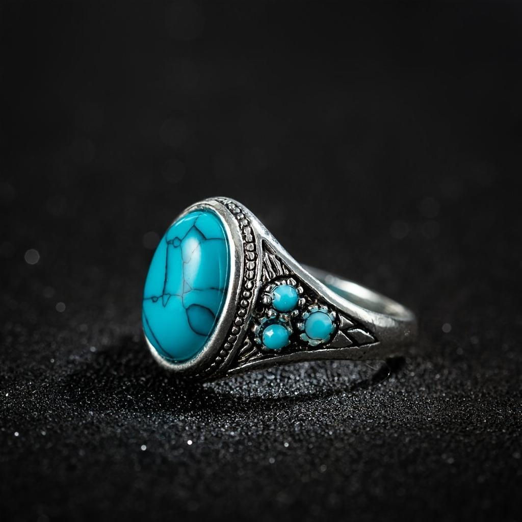 Anillo Nómada con piedra azul · Plateado
