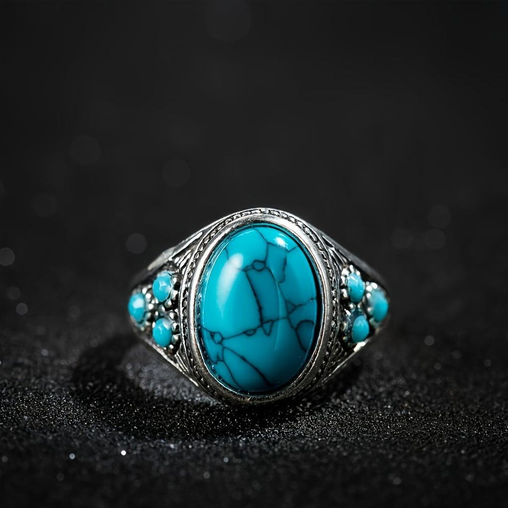Anillo Nómada con piedra azul · Plateado