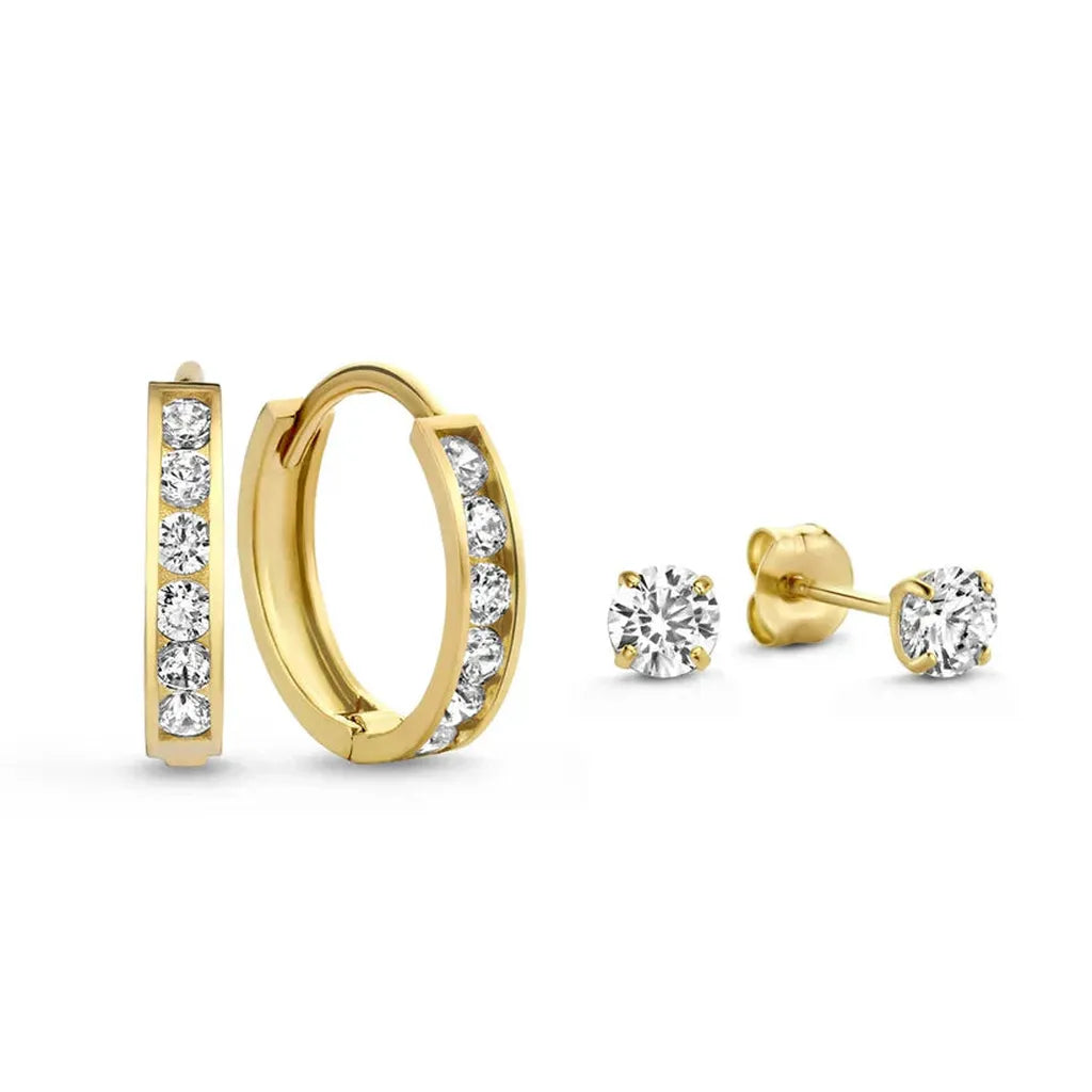 Set de pendientes Dara con brillos · Dorado, plateado o rosado