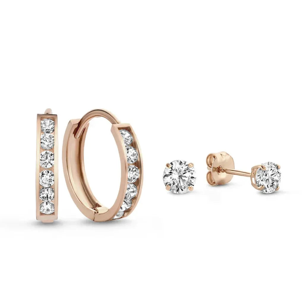 Set de pendientes Dara con brillos · Dorado, plateado o rosado