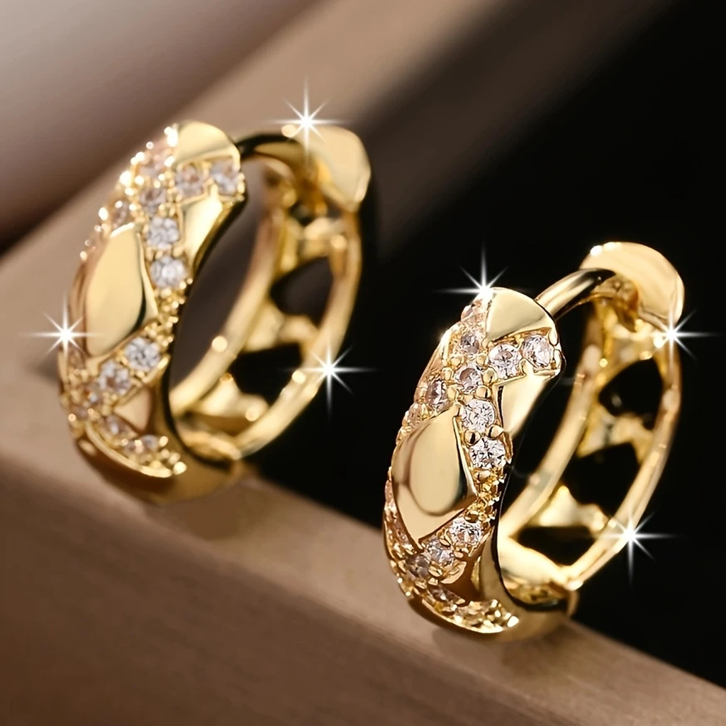 Pendientes de aro Aura con brillos · Dorado