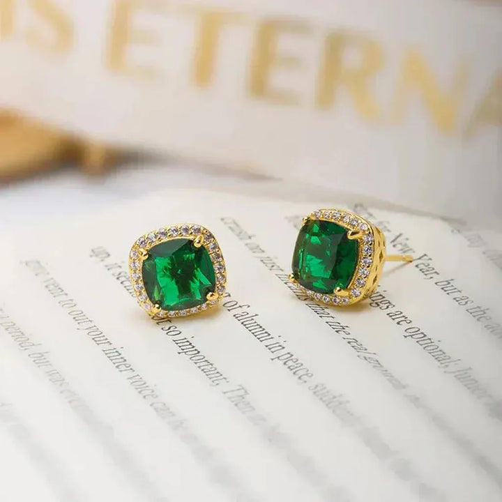 Pendientes Karina con piedra verde esmeralda