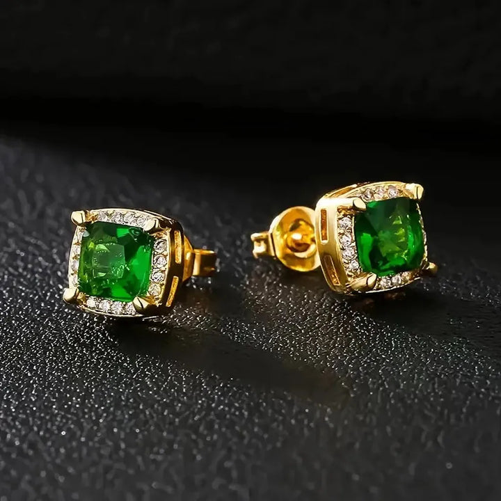 Pendientes Karina con piedra verde esmeralda