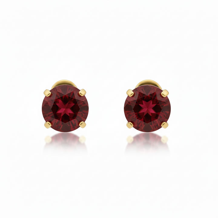 Pendientes redondos rojo rubí · Dorado