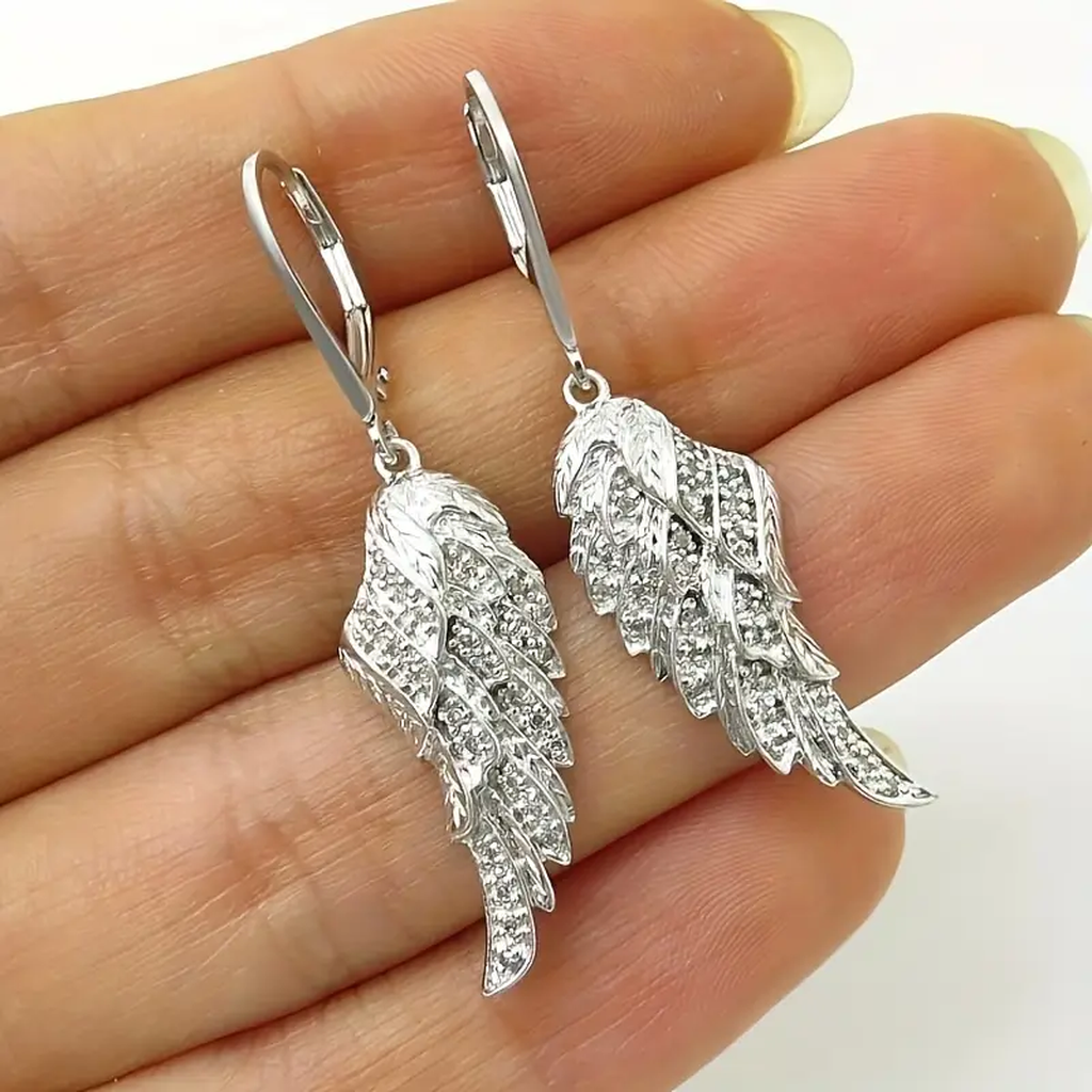 Pendientes de alas con brillos · Plateado