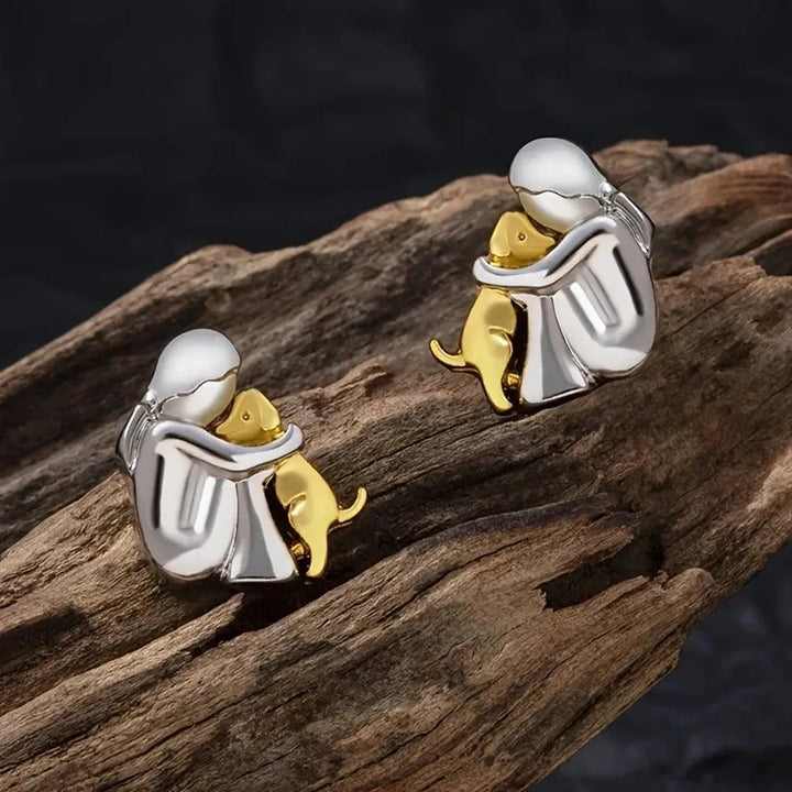 Pendientes abrazo con gatito · Bicolor