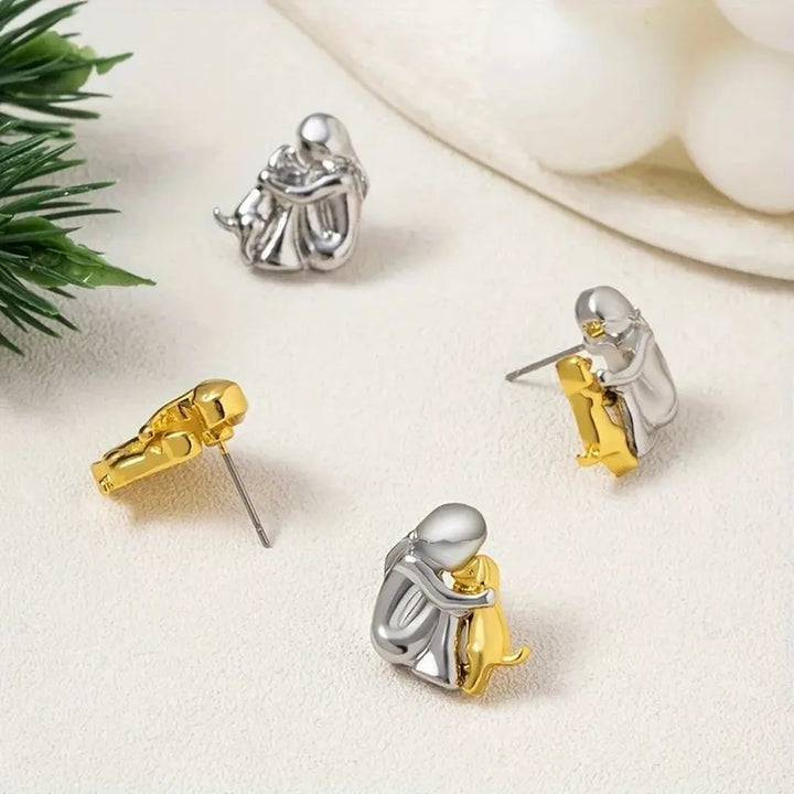 Pendientes abrazo con gatito · Bicolor
