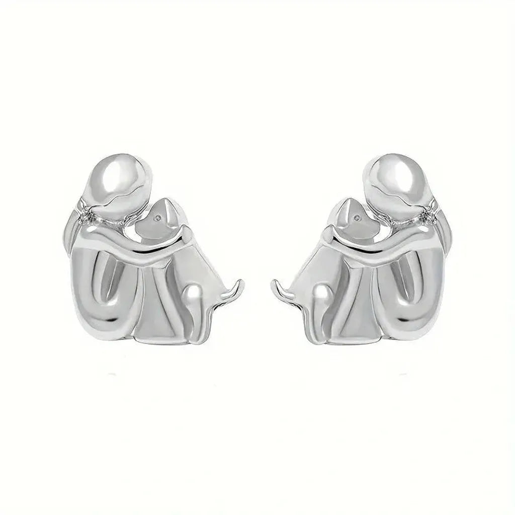 Pendientes abrazo con gatito · Bicolor