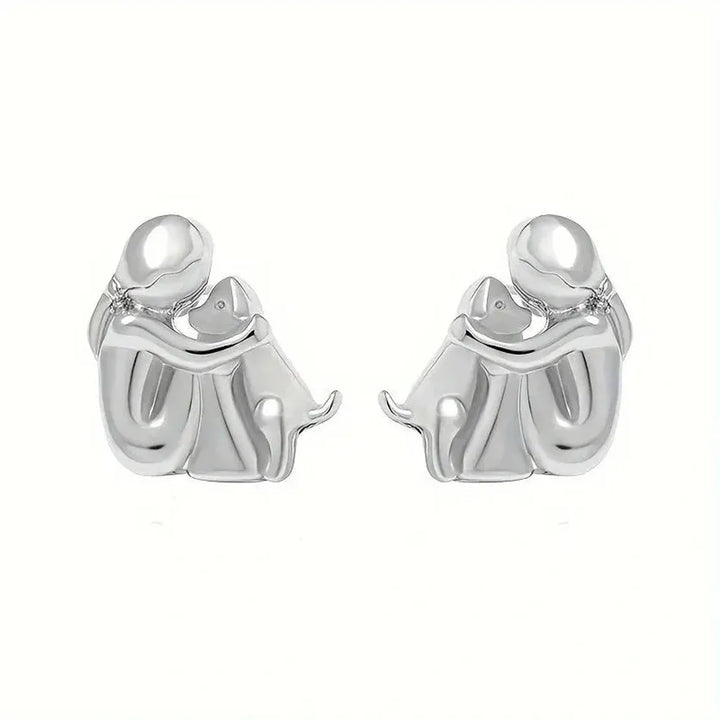 Pendientes abrazo con gatito · Bicolor