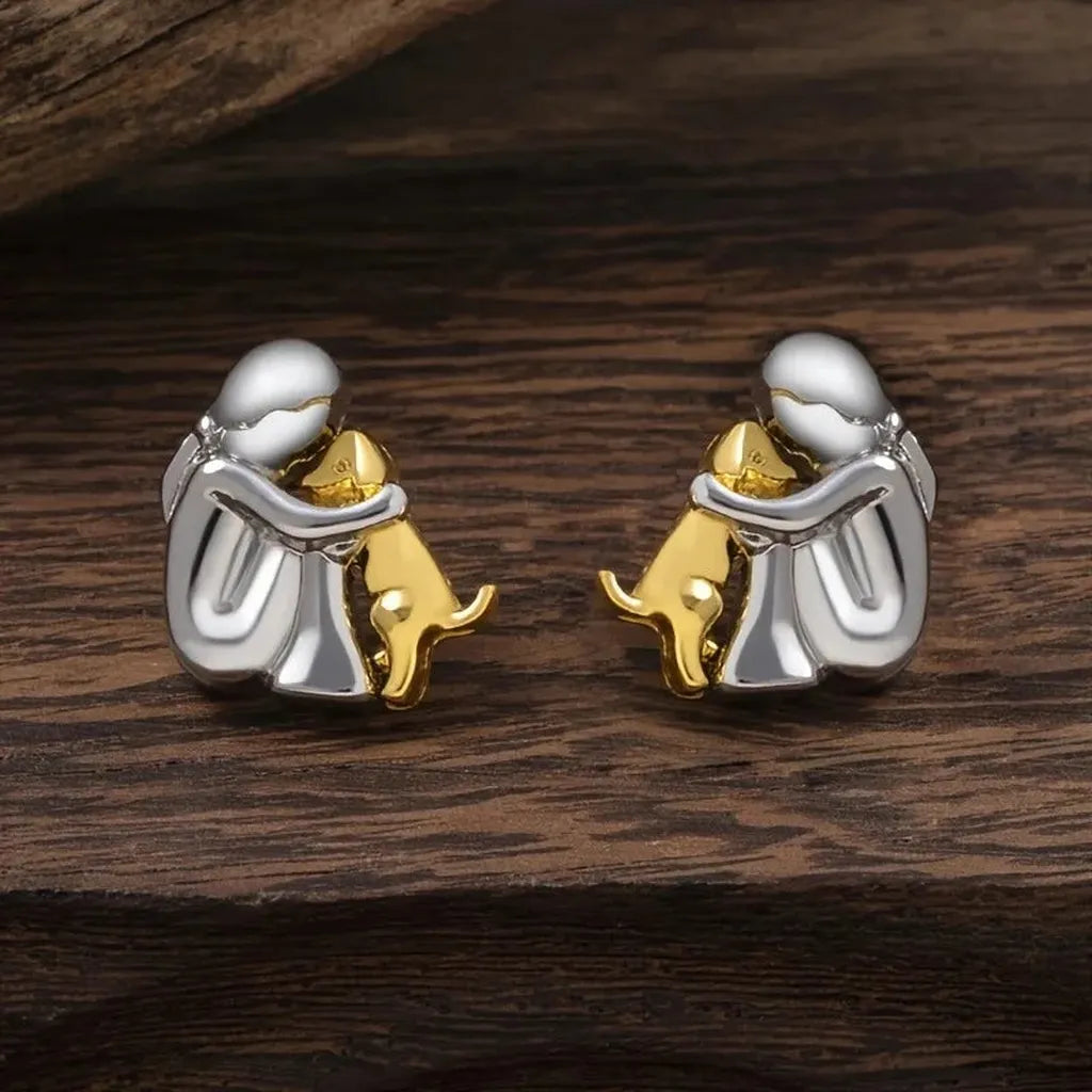 Pendientes abrazo con gatito · Bicolor