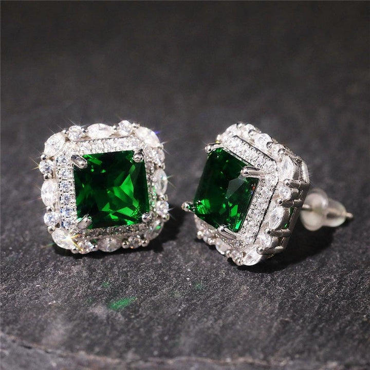 Pendientes verde esmeralda con cristales