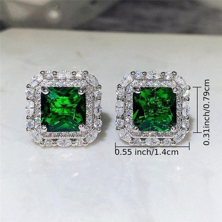 Pendientes verde esmeralda con cristales