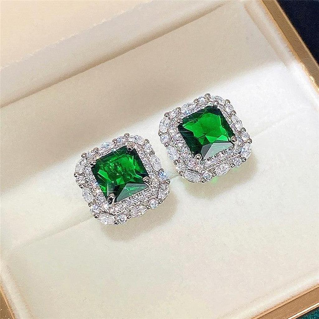 Pendientes verde esmeralda con cristales