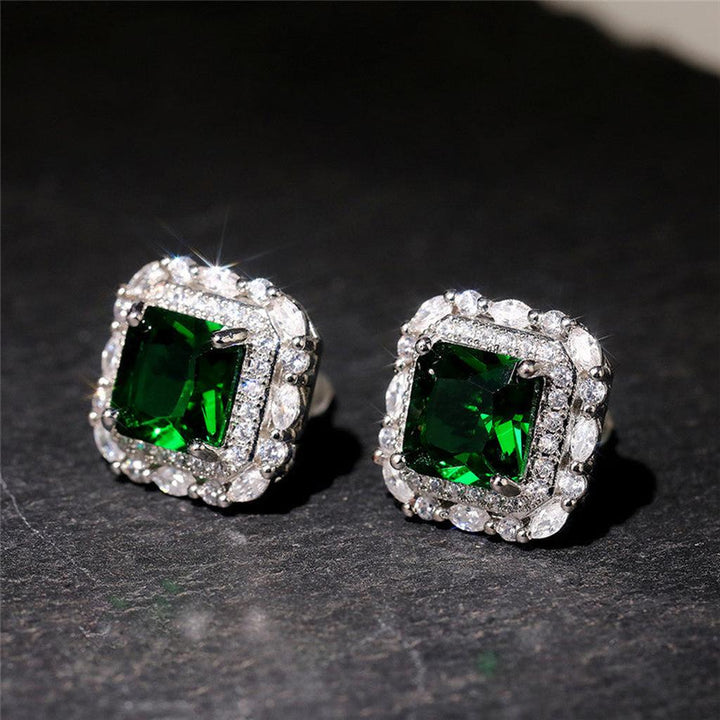Pendientes verde esmeralda con cristales