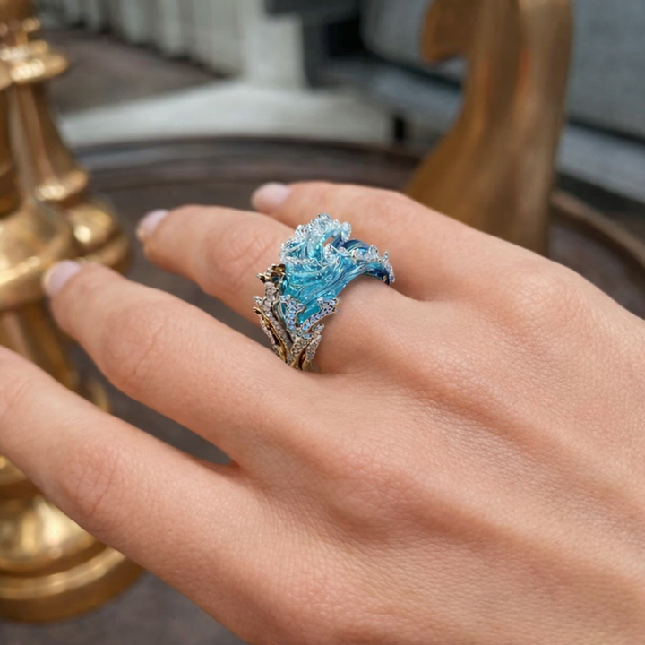 Anillo Juramento del Océano con brillos · Dorado o plateado