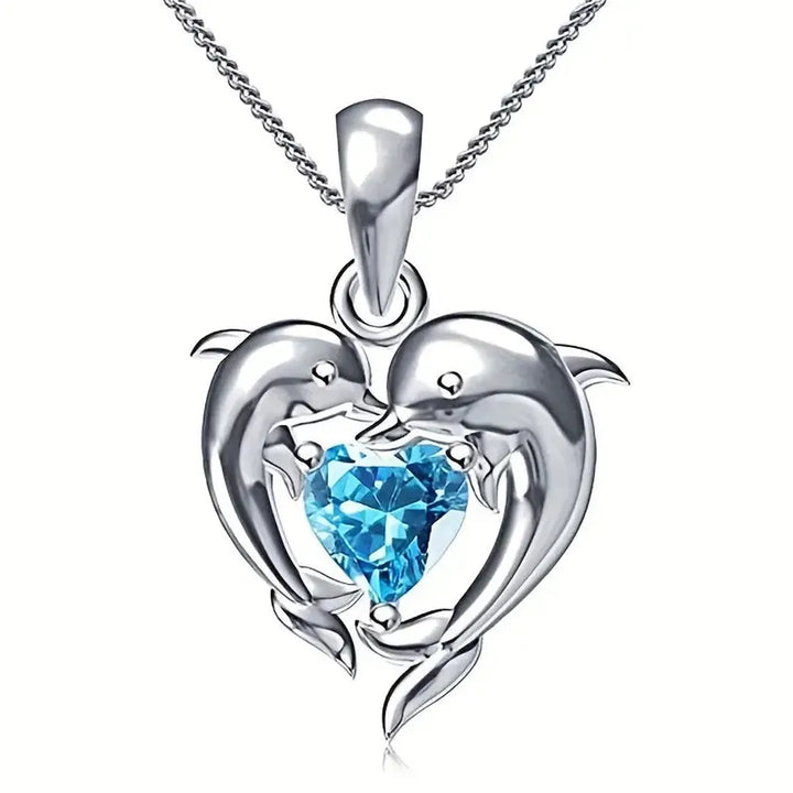 Collar Corazones gemelos del océano · Plateado
