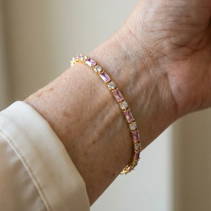 Pulsera tenis Peonía · Dorado