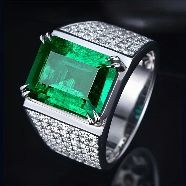 Anillo Elsa verde esmeralda con brillos