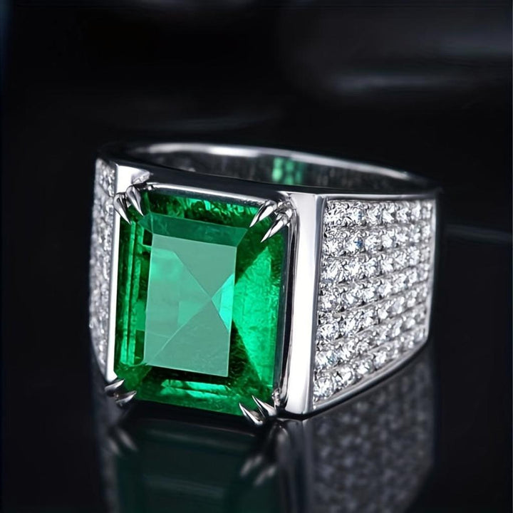 Anillo Elsa verde esmeralda con brillos