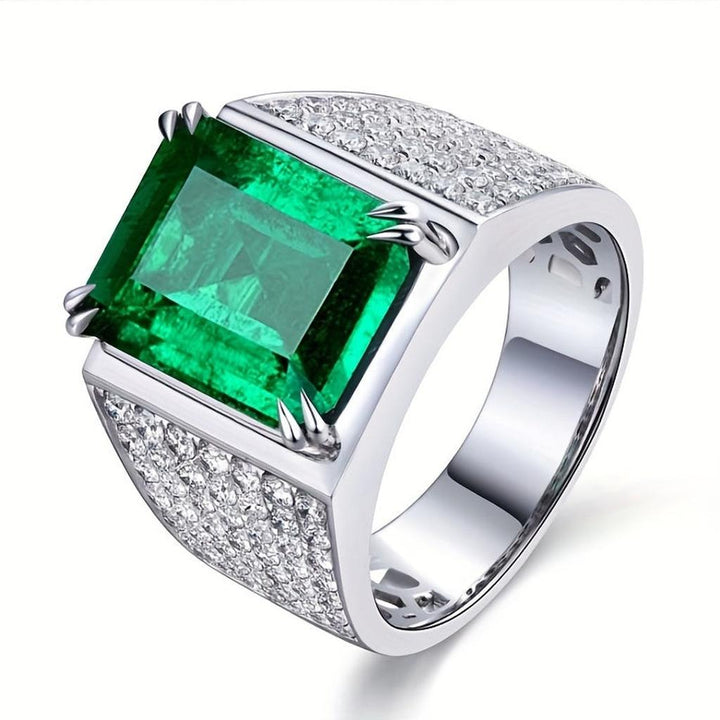Anillo Elsa verde esmeralda con brillos